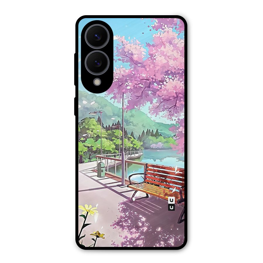 Beautiful Cherry Blossom Landscape Metal Back Case for Galaxy S25 Edge