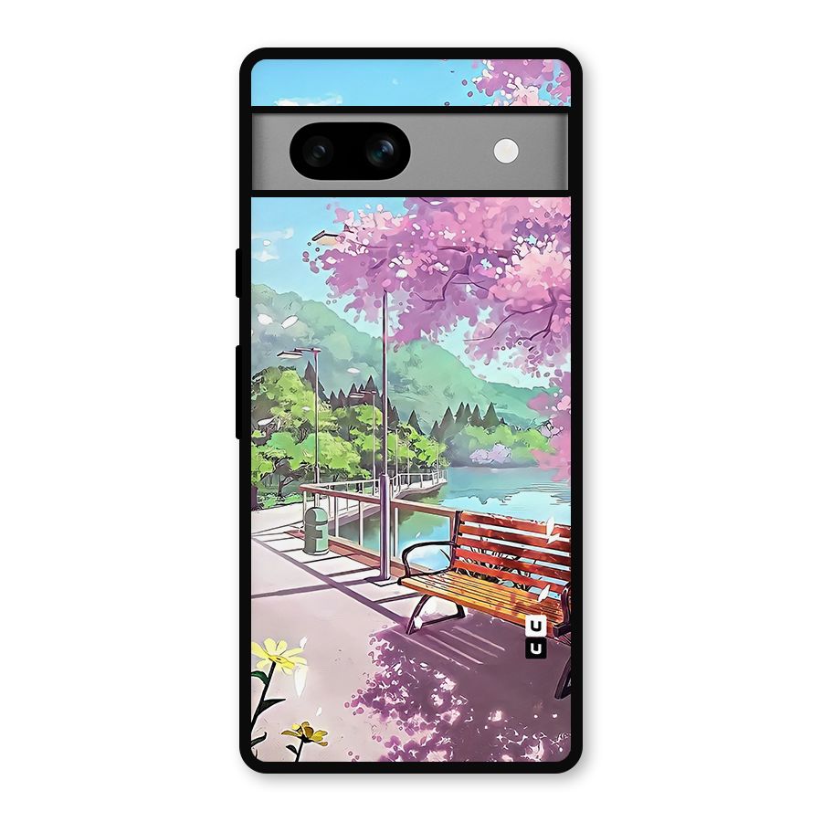 Beautiful Cherry Blossom Landscape Metal Back Case for Google Pixel 7a