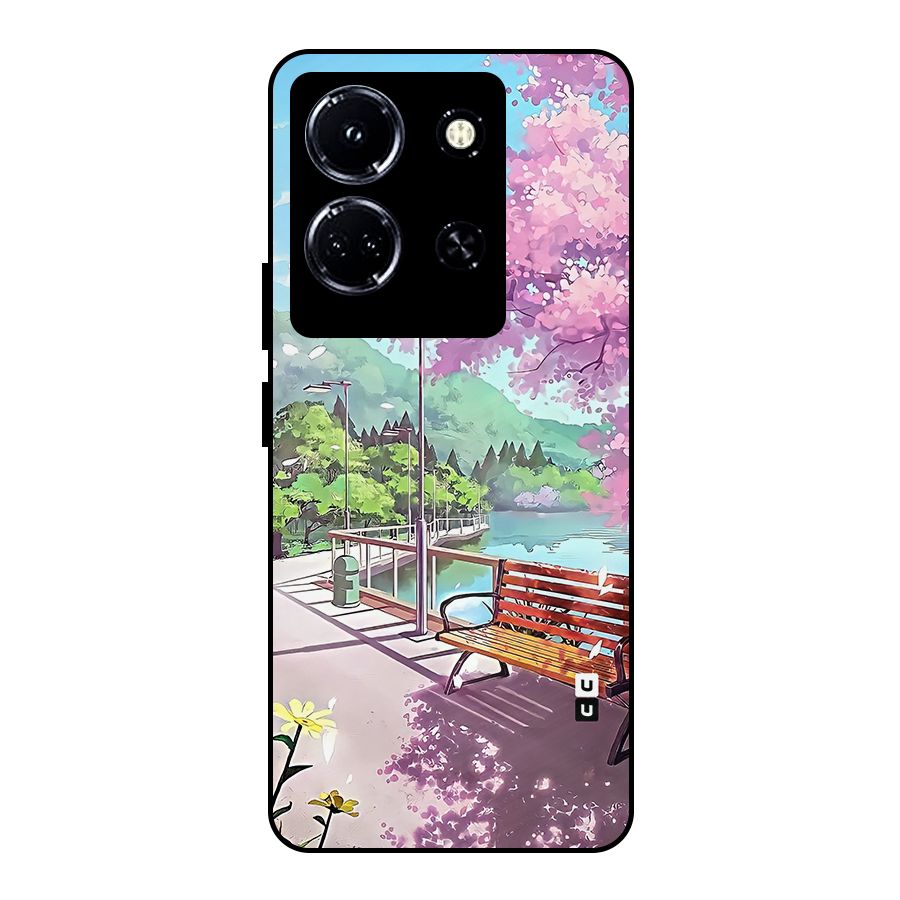 Beautiful Cherry Blossom Landscape Metal Back Case for Infinix Note 30 5G