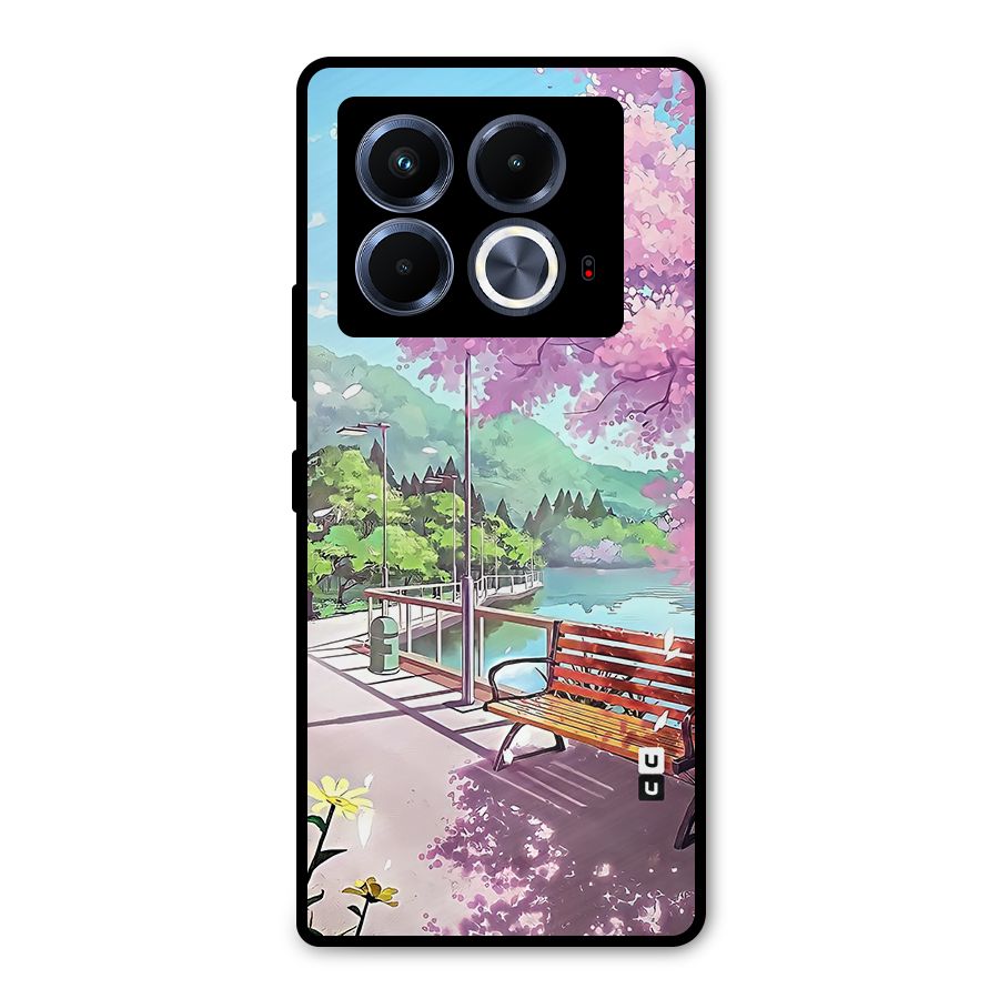 Beautiful Cherry Blossom Landscape Metal Back Case for Infinix Note 40 5G