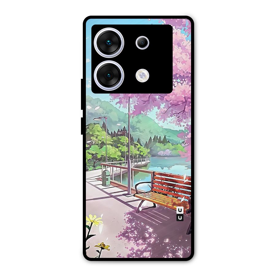 Beautiful Cherry Blossom Landscape Metal Back Case for Infinix Zero 30 5G
