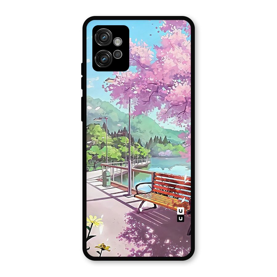 Beautiful Cherry Blossom Landscape Metal Back Case for Moto G32