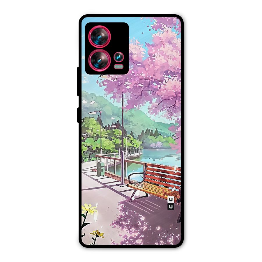 Beautiful Cherry Blossom Landscape Metal Back Case for Motorola Edge 30 Fusion