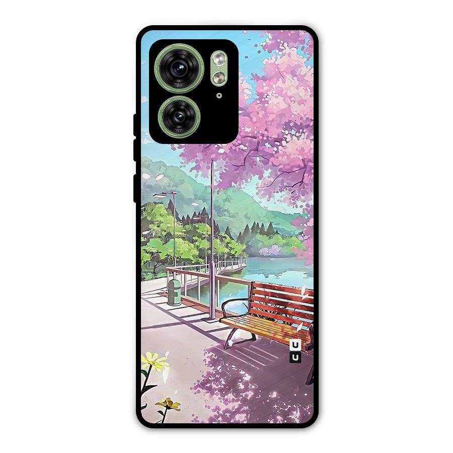 Beautiful Cherry Blossom Landscape Metal Back Case for Motorola Edge 40 5G