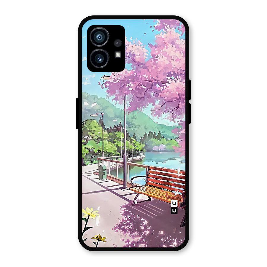 Beautiful Cherry Blossom Landscape Metal Back Case for Nothing Phone 1