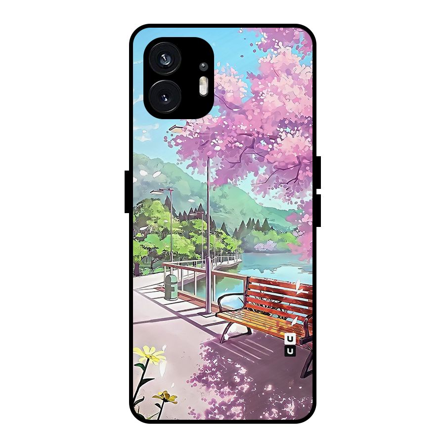 Beautiful Cherry Blossom Landscape Metal Back Case for Nothing Phone 2