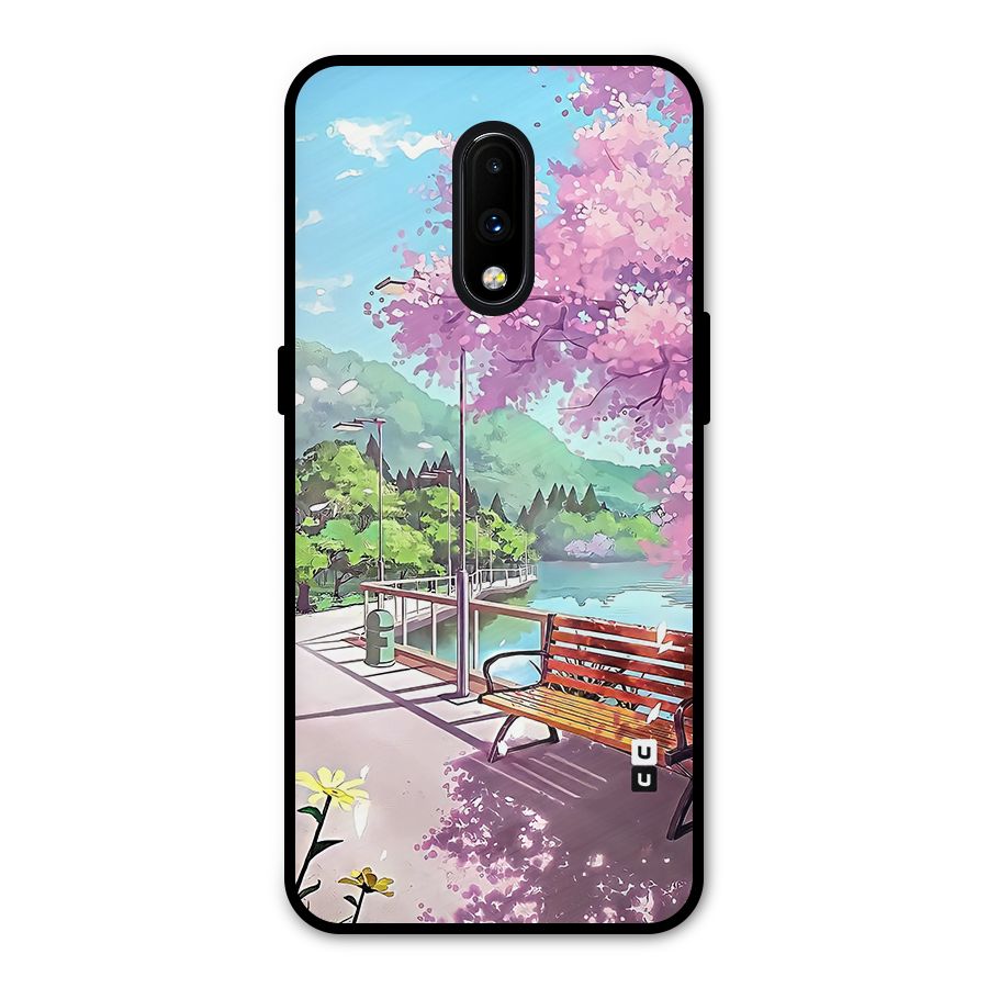 Beautiful Cherry Blossom Landscape Metal Back Case for OnePlus 7