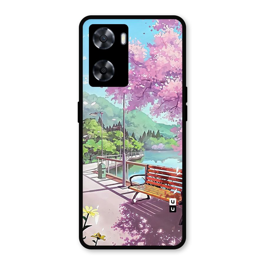 Beautiful Cherry Blossom Landscape Metal Back Case for Oppo A57 2022