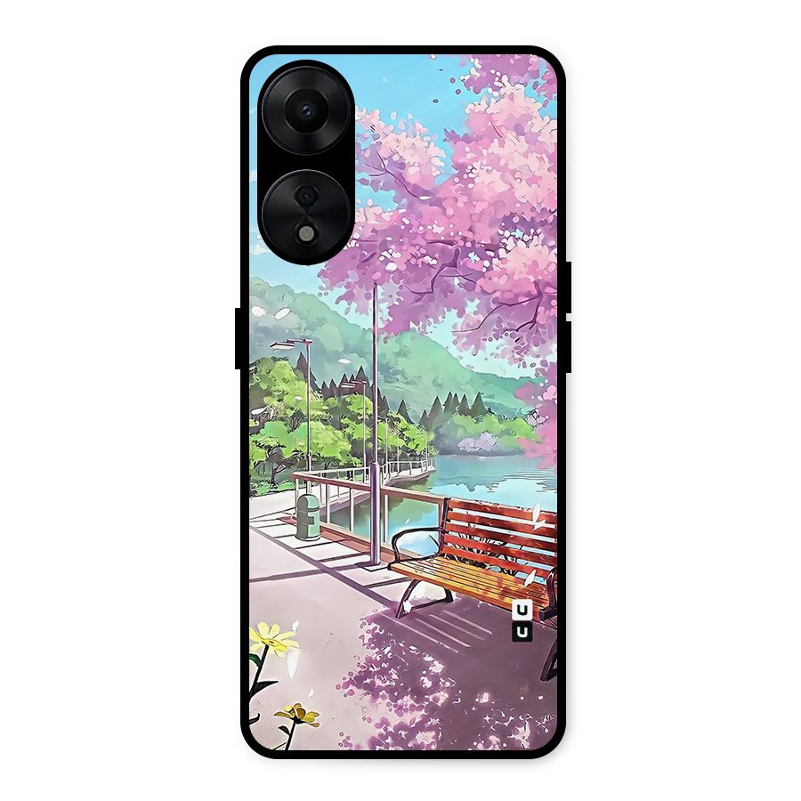Beautiful Cherry Blossom Landscape Metal Back Case for Oppo A78 5G