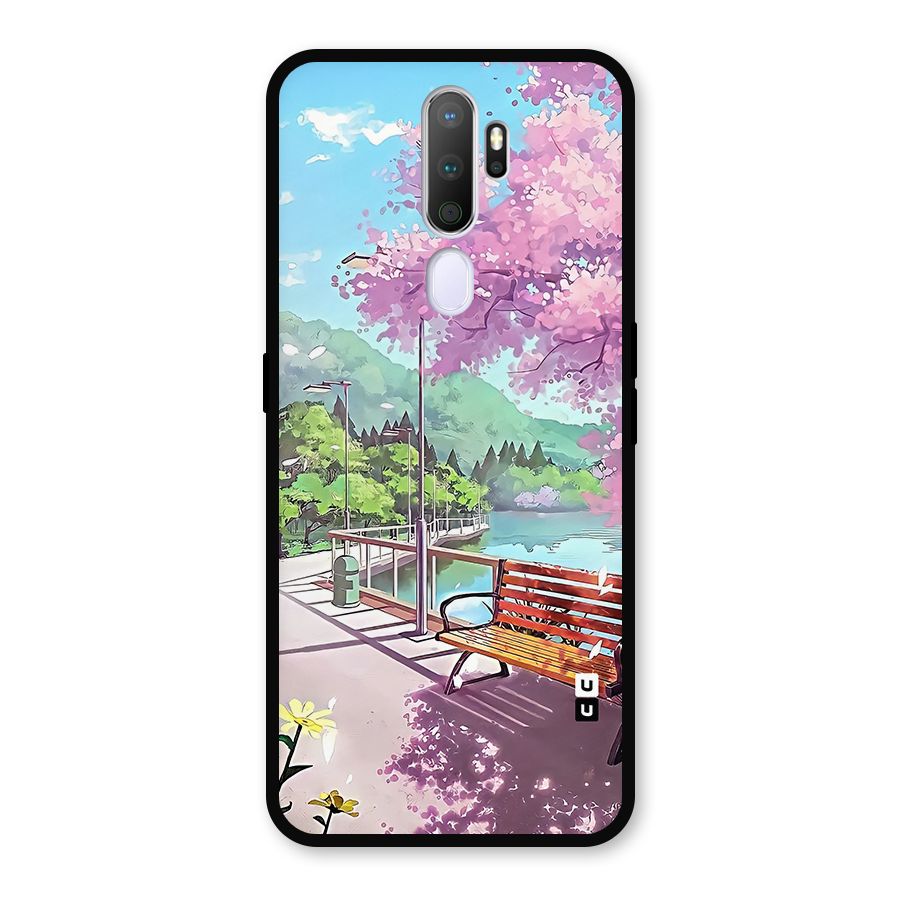 Beautiful Cherry Blossom Landscape Metal Back Case for Oppo A9 (2020)