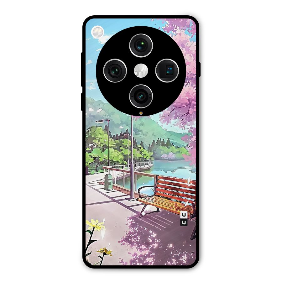 Beautiful Cherry Blossom Landscape Metal Back Case for Oppo Find X8 Pro
