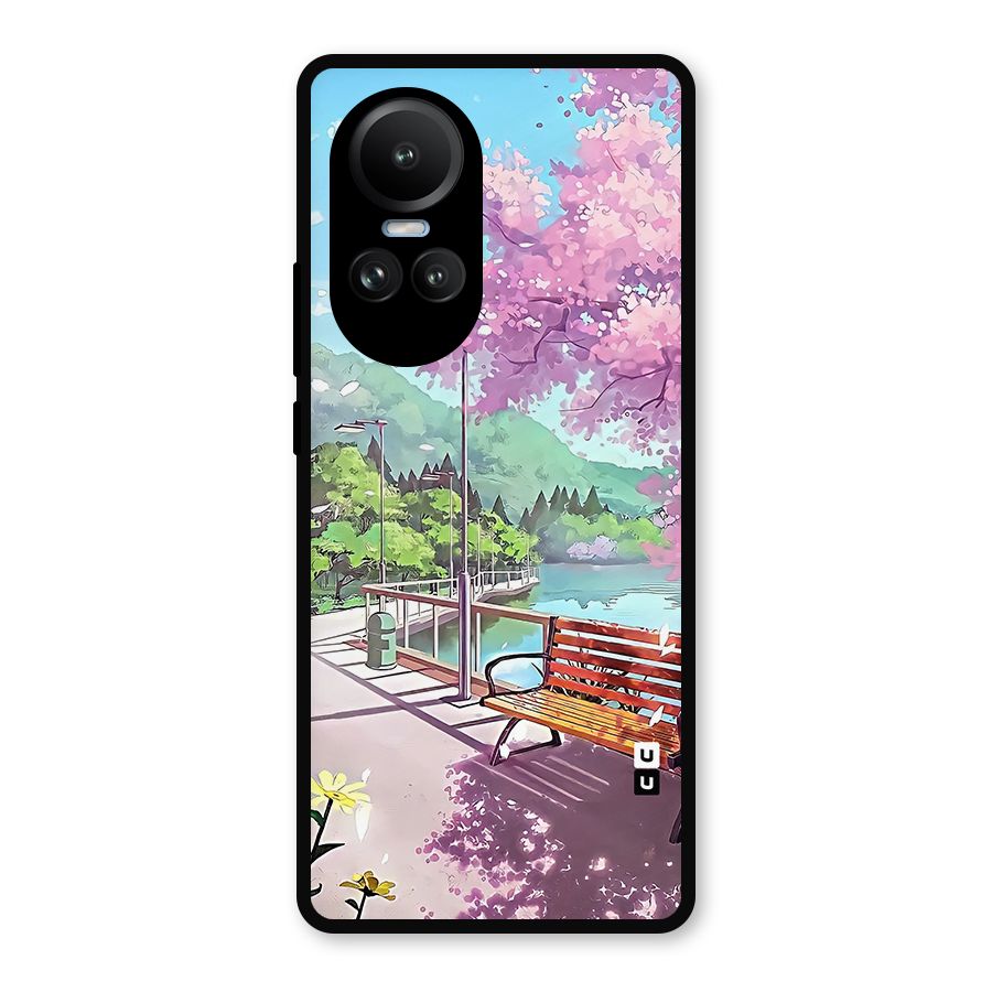 Beautiful Cherry Blossom Landscape Metal Back Case for Oppo Reno10 Pro