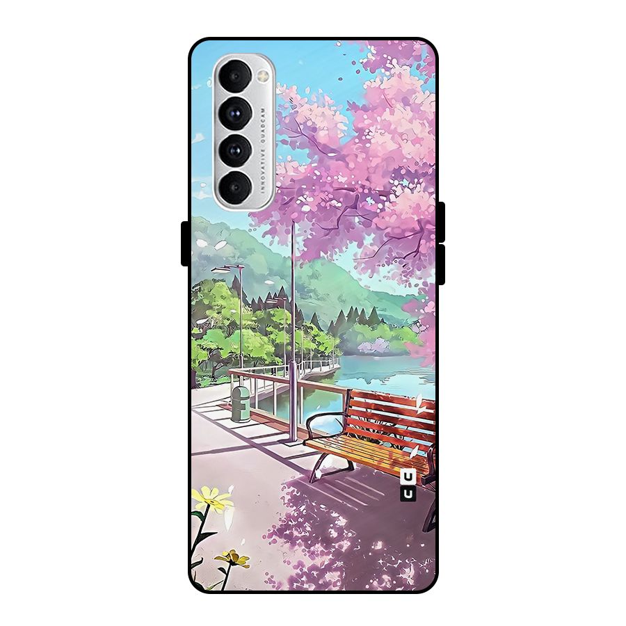 Beautiful Cherry Blossom Landscape Metal Back Case for Oppo Reno4 Pro