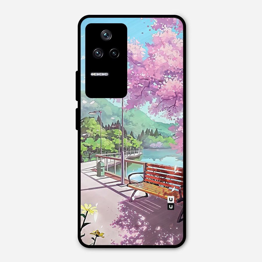 Beautiful Cherry Blossom Landscape Metal Back Case for Poco F4 5G