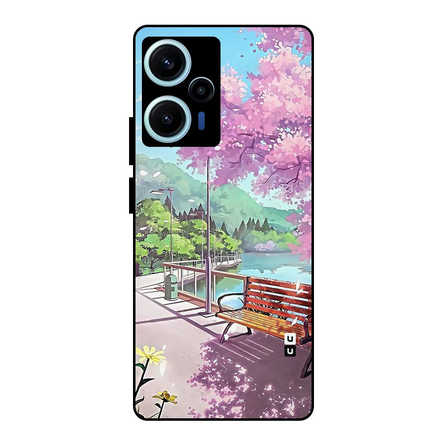 Beautiful Cherry Blossom Landscape Metal Back Case for Poco F5