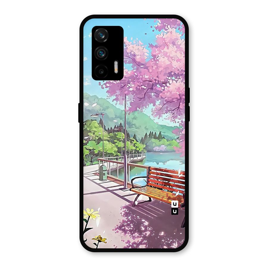 Beautiful Cherry Blossom Landscape Metal Back Case for Realme GT 5G