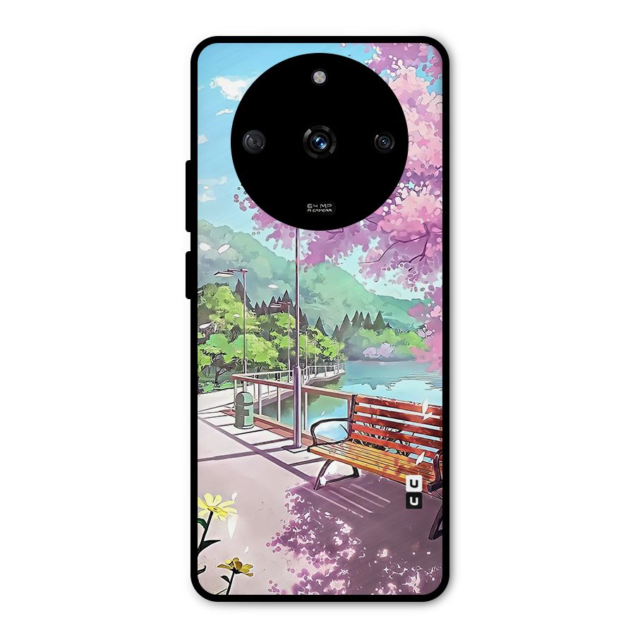 Beautiful Cherry Blossom Landscape Metal Back Case for Realme Narzo 60 5G
