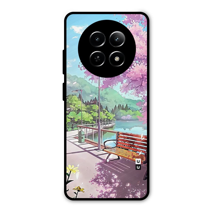 Beautiful Cherry Blossom Landscape Metal Back Case for Realme Narzo 70x 5G