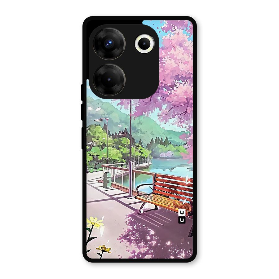Beautiful Cherry Blossom Landscape Metal Back Case for Tecno Camon 20 Pro