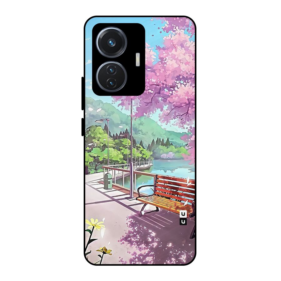 Beautiful Cherry Blossom Landscape Metal Back Case for Vivo T1 44W