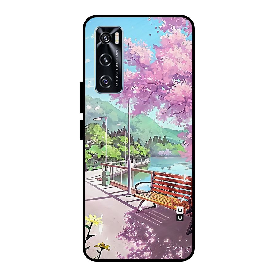 Beautiful Cherry Blossom Landscape Metal Back Case for Vivo V20 SE