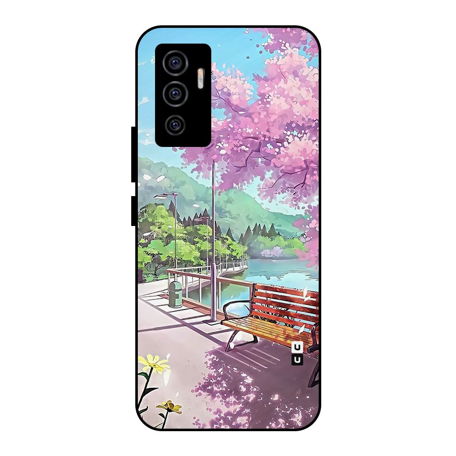 Beautiful Cherry Blossom Landscape Metal Back Case for Vivo V23e