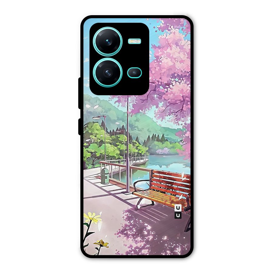 Beautiful Cherry Blossom Landscape Metal Back Case for Vivo V25
