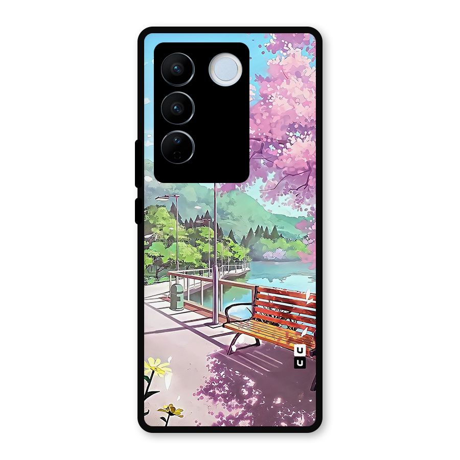 Beautiful Cherry Blossom Landscape Metal Back Case for Vivo V27 Pro