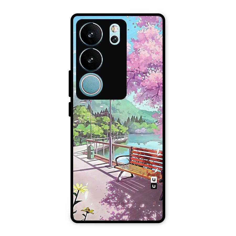 Beautiful Cherry Blossom Landscape Metal Back Case for Vivo V29