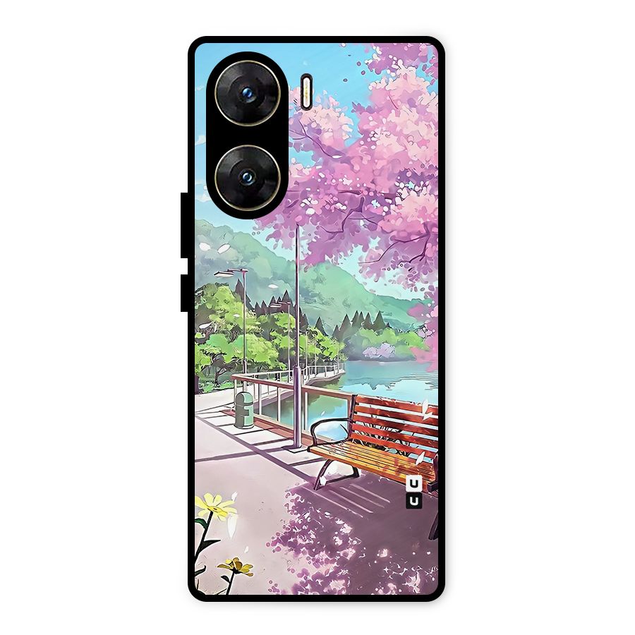 Beautiful Cherry Blossom Landscape Metal Back Case for Vivo V29e