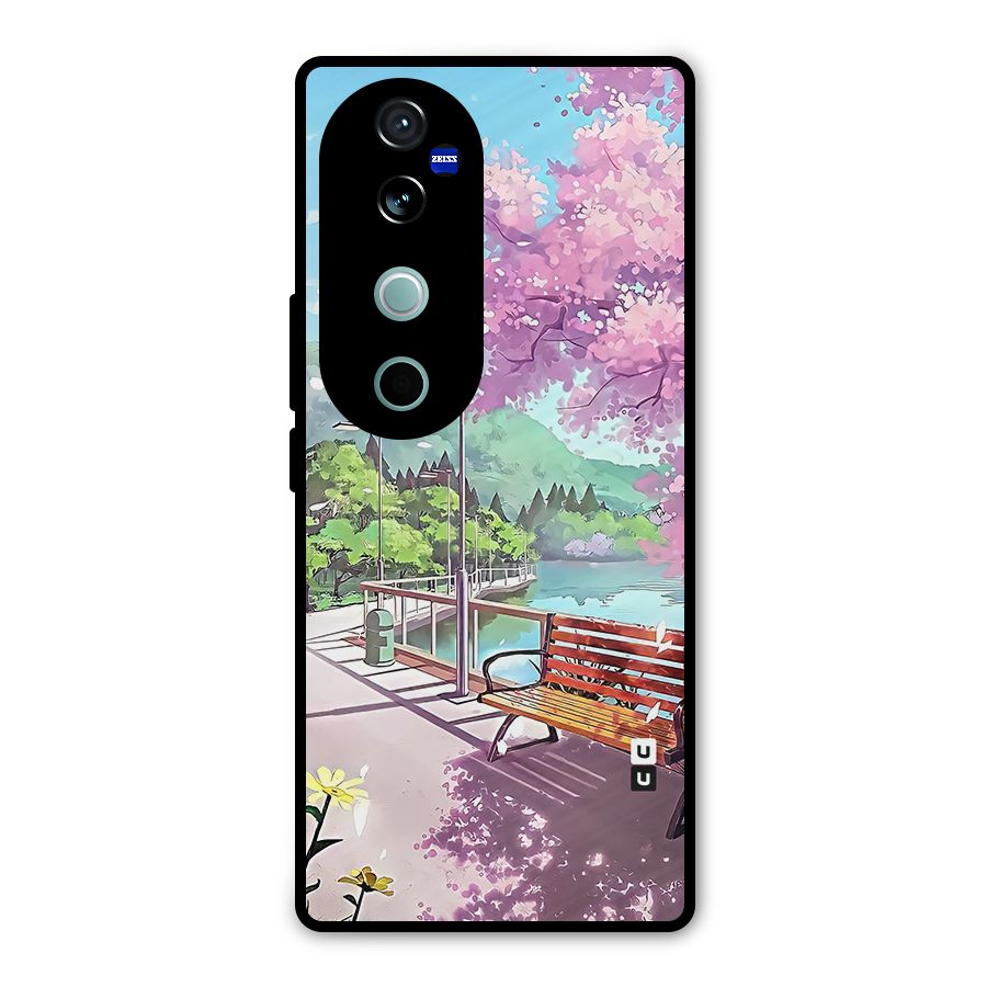 Beautiful Cherry Blossom Landscape Metal Back Case for Vivo V40
