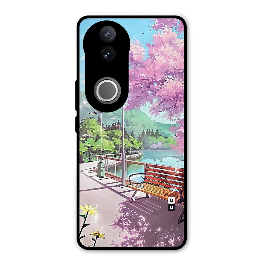 Beautiful Cherry Blossom Landscape Metal Back Case for Vivo V50e