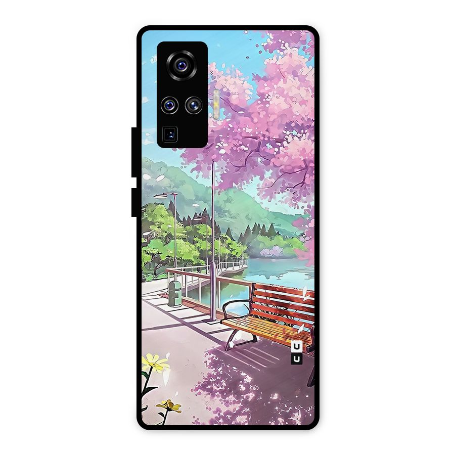 Beautiful Cherry Blossom Landscape Metal Back Case for Vivo X50 Pro