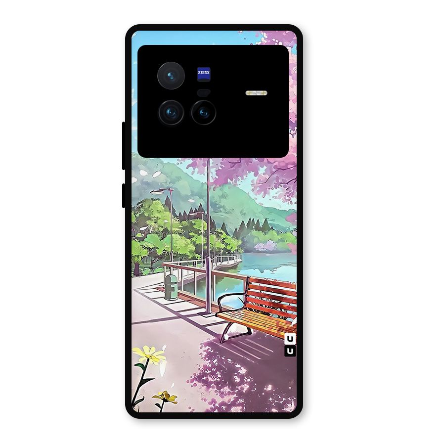 Beautiful Cherry Blossom Landscape Metal Back Case for Vivo X80