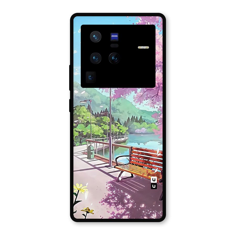 Beautiful Cherry Blossom Landscape Metal Back Case for Vivo X80 Pro