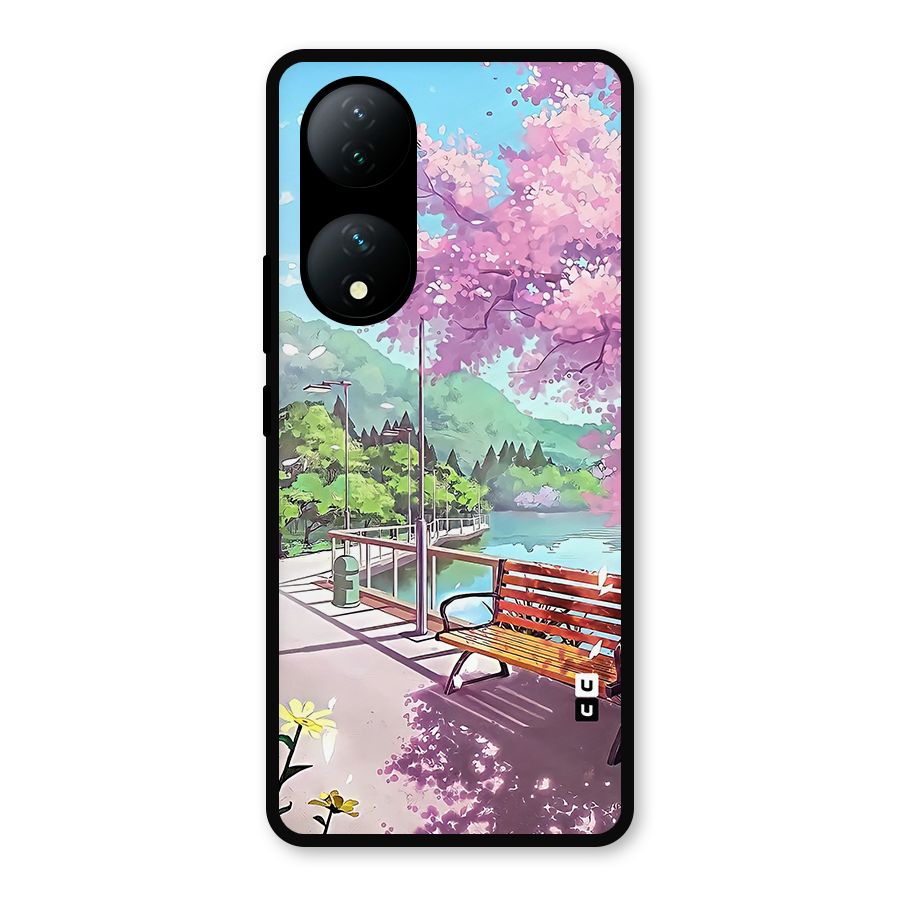 Beautiful Cherry Blossom Landscape Metal Back Case for Vivo Y100a