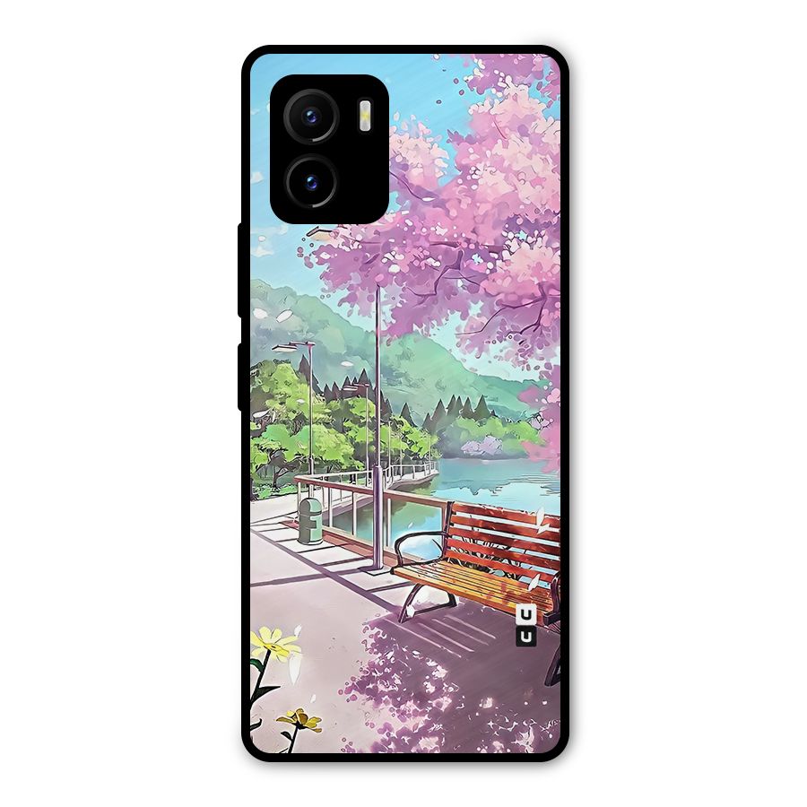 Beautiful Cherry Blossom Landscape Metal Back Case for Vivo Y15s