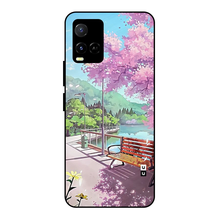 Beautiful Cherry Blossom Landscape Metal Back Case for Vivo Y21A
