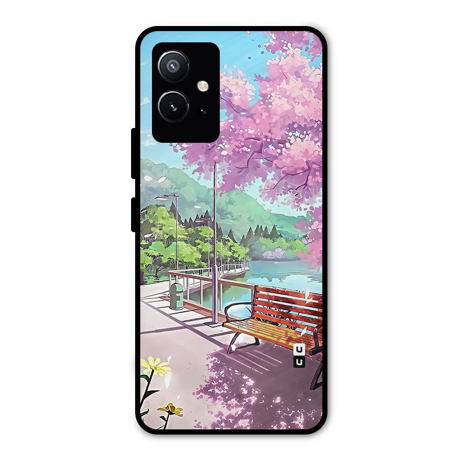 Beautiful Cherry Blossom Landscape Metal Back Case for Vivo Y75 5G