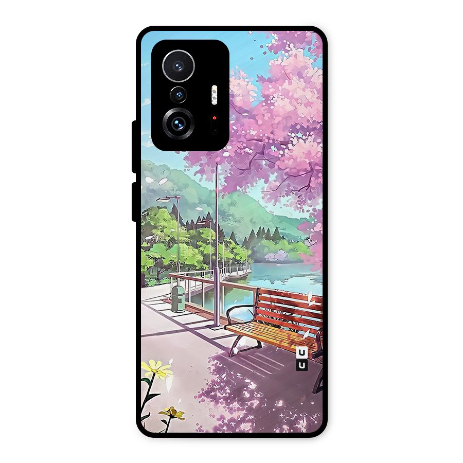 Beautiful Cherry Blossom Landscape Metal Back Case for Xiaomi 11T Pro