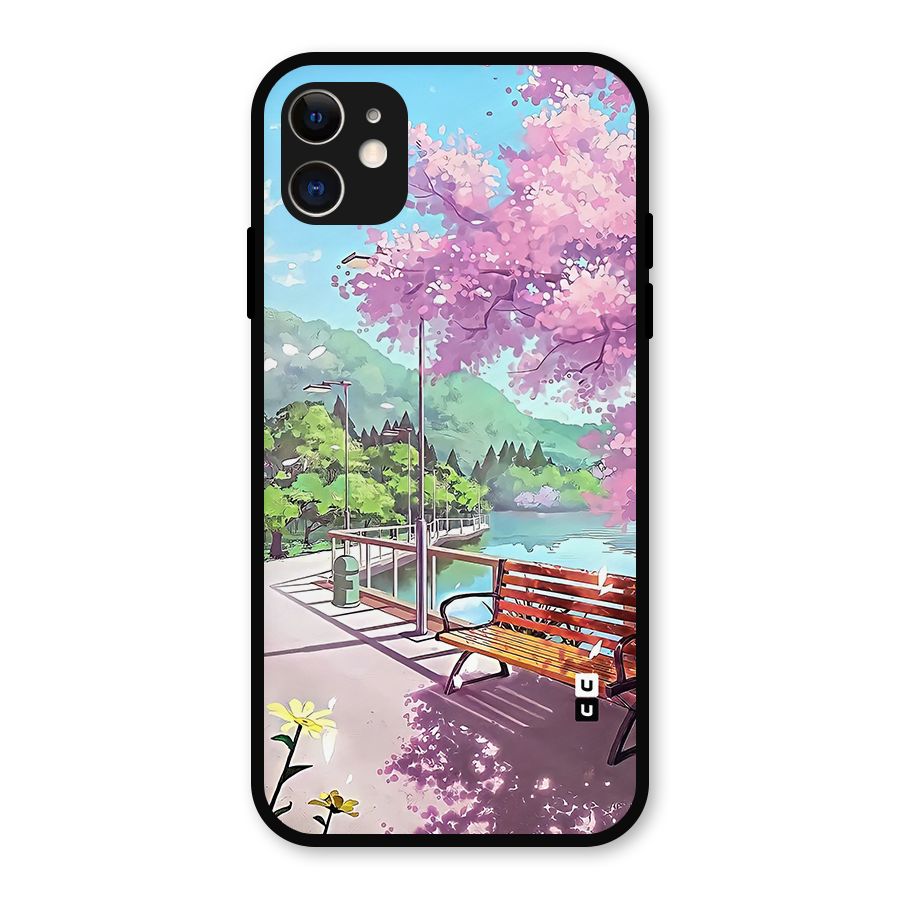 Beautiful Cherry Blossom Landscape Metal Back Case for iPhone 11
