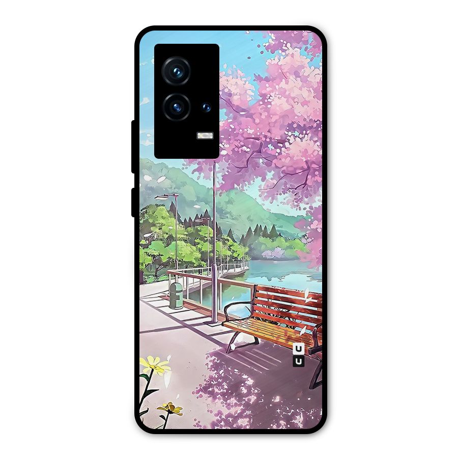 Beautiful Cherry Blossom Landscape Metal Back Case for iQOO 9 5G