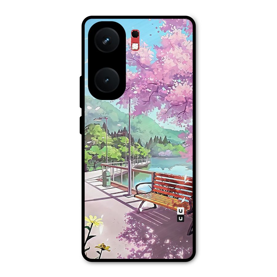 Beautiful Cherry Blossom Landscape Metal Back Case for iQOO Neo 9 Pro