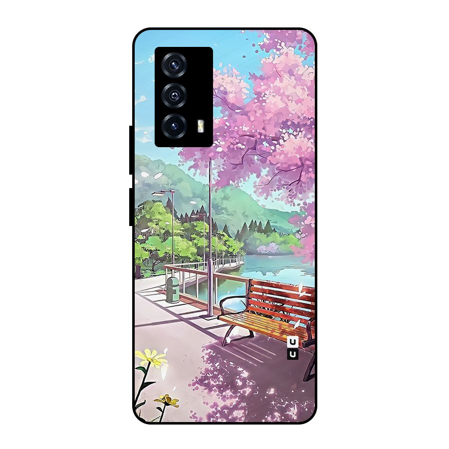 Beautiful Cherry Blossom Landscape Metal Back Case for iQOO Z5