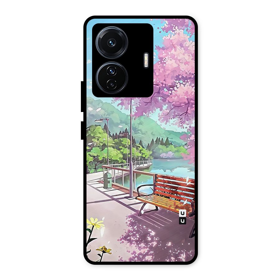 Beautiful Cherry Blossom Landscape Metal Back Case for iQOO Z6