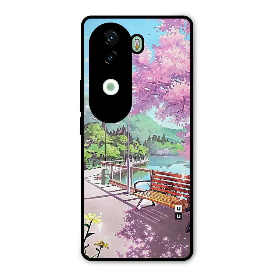 Beautiful Cherry Blossom Landscape Metal Back Case for iQOO Z9s