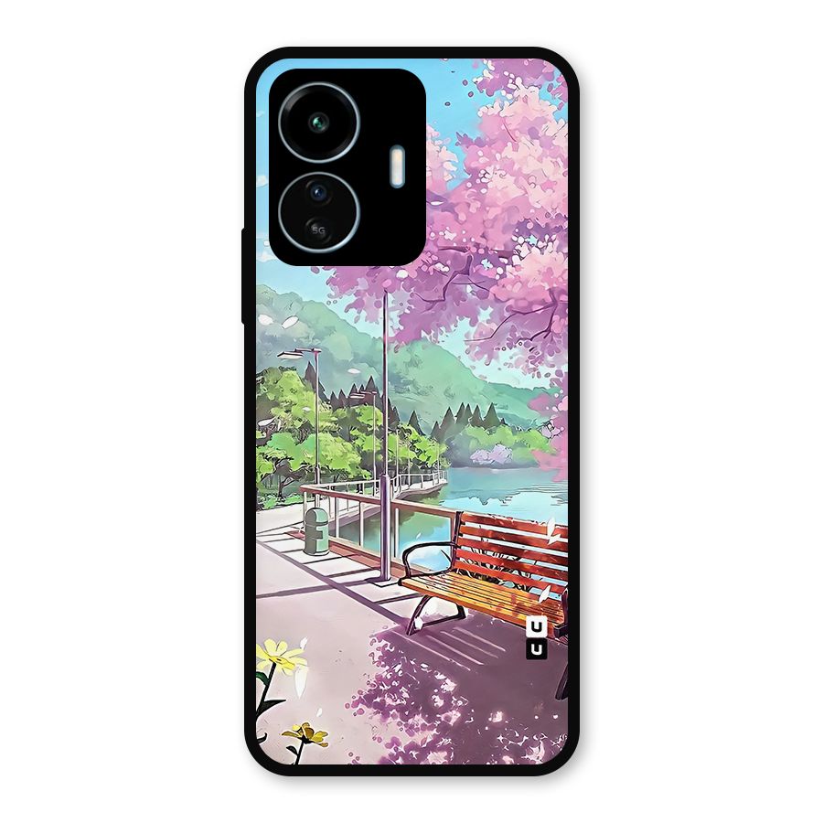 Beautiful Cherry Blossom Landscape Metal Back Case for vivo iQOO Z6 Lite 5G
