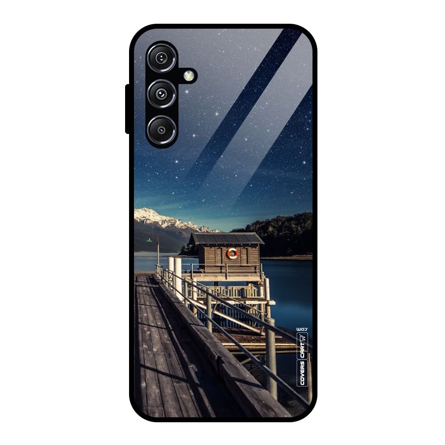 Beautiful Dock Hut Glass Back Case for Galaxy M34 5G