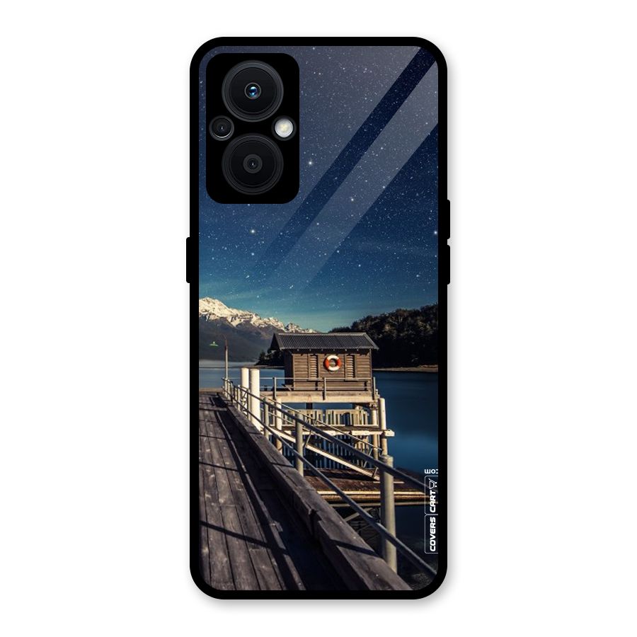 Beautiful Dock Hut Glass Back Case for Oppo F21s Pro 5G