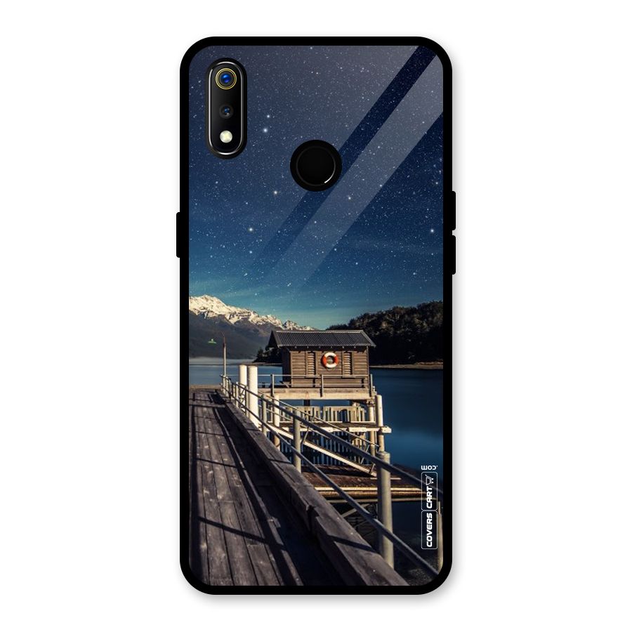 Beautiful Dock Hut Glass Back Case for Realme 3i